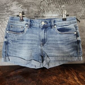 NWT BLANK NYC Medium Wash The Fulton Roll Up Denim Shorts. Sz 27